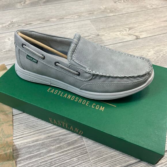 Eastland Men\'s 10 Brentwood Slip On Boat Shoes Light Grey Vegan NWT main image 7